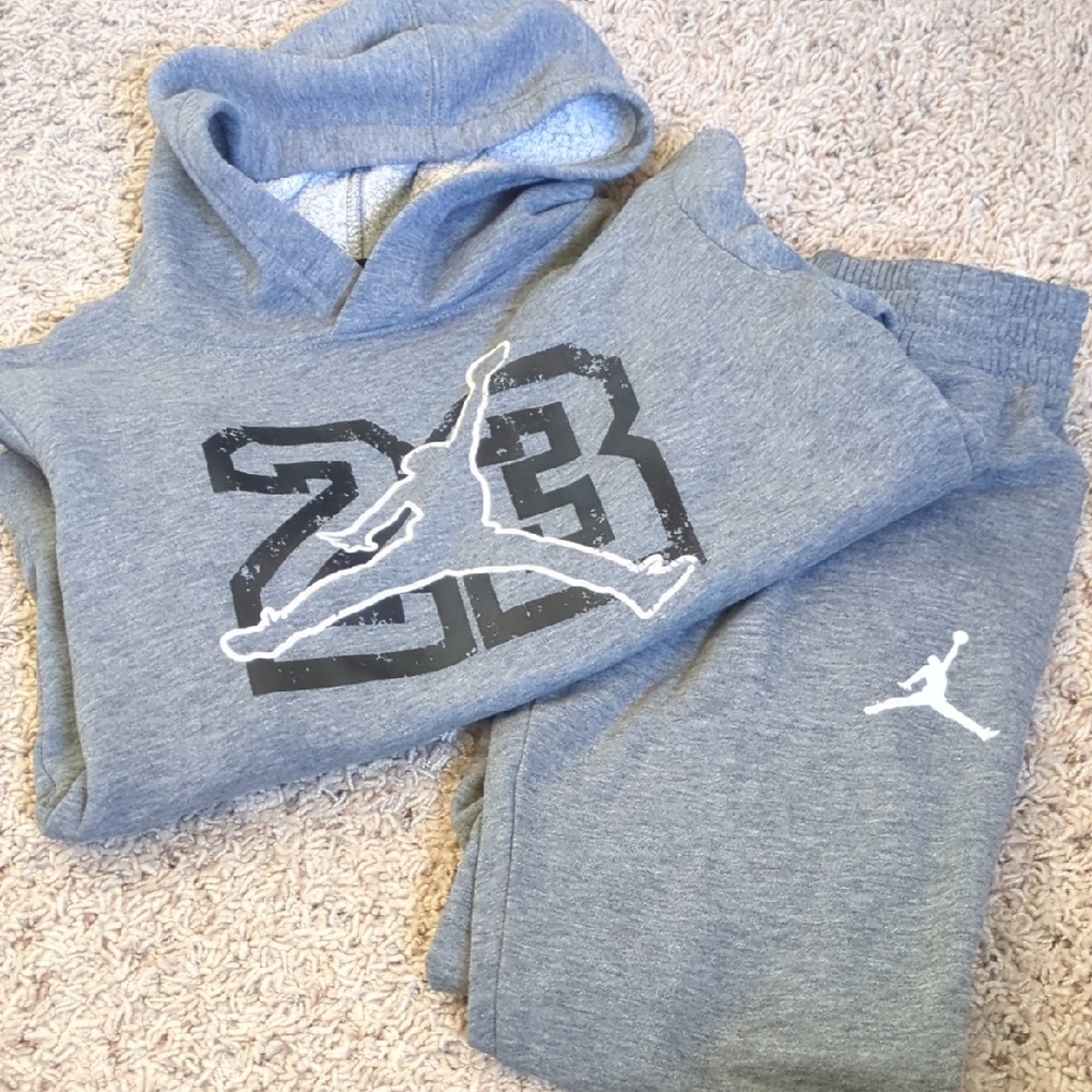 Kids Jordan Gray Hoodie and Jogger Set